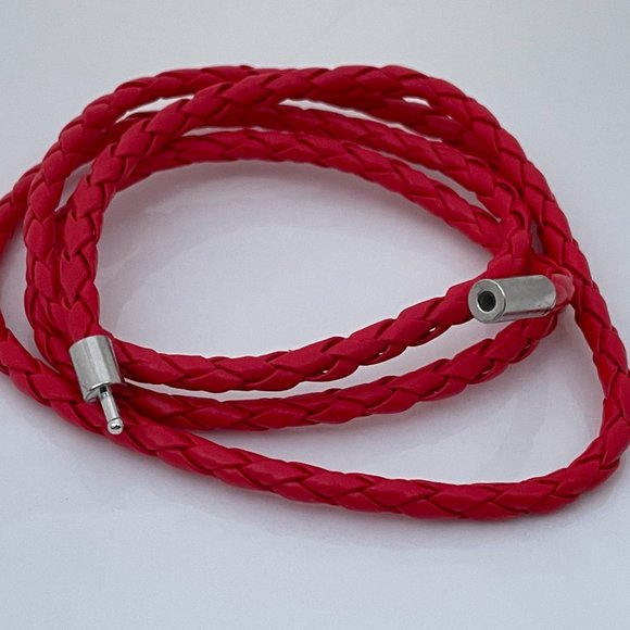 Bracelet Vegan Red Faux Leather Wristband Wrap Ban - Picture 7 of 9